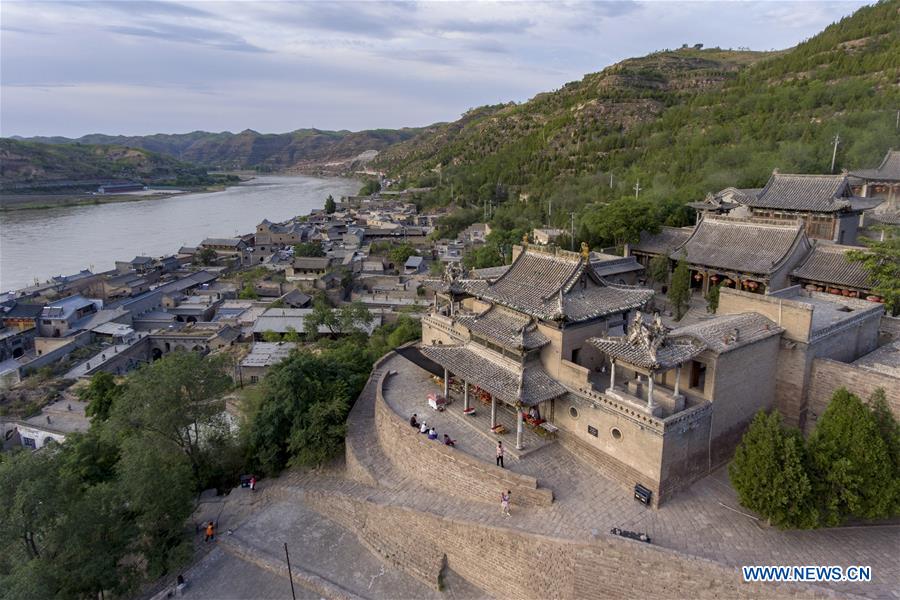 view of qikou ancient town in shanxi