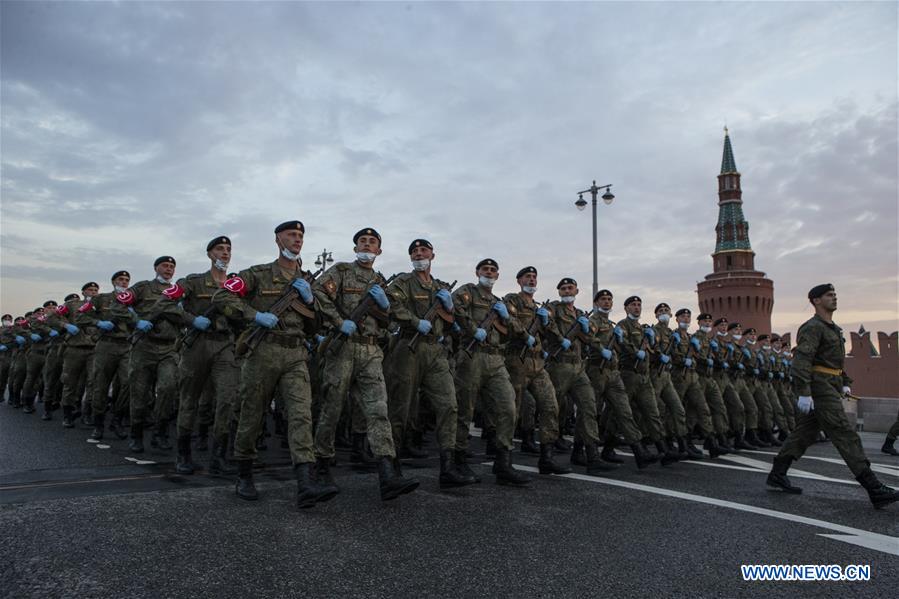 rehearsal for victory day military parade held in moscow