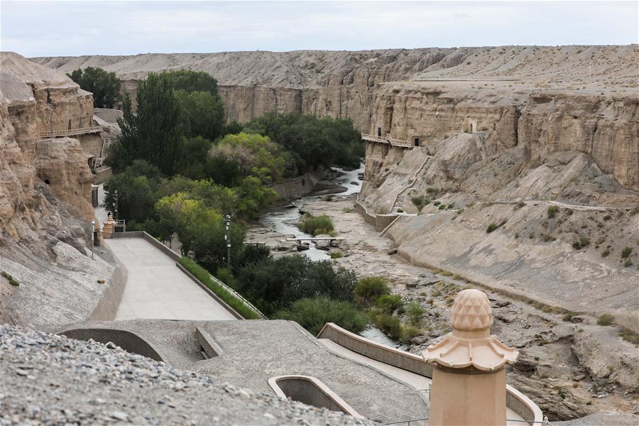 view of yulin grottoes in nw chinas gansu