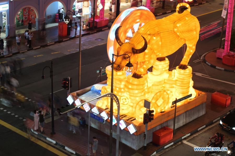 lunar new year lantern decorations seen in singapores chinatown