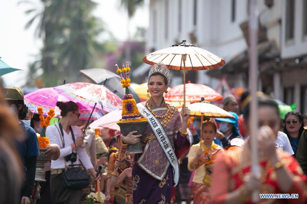 songkran festival celebrated in luang prabang, laos