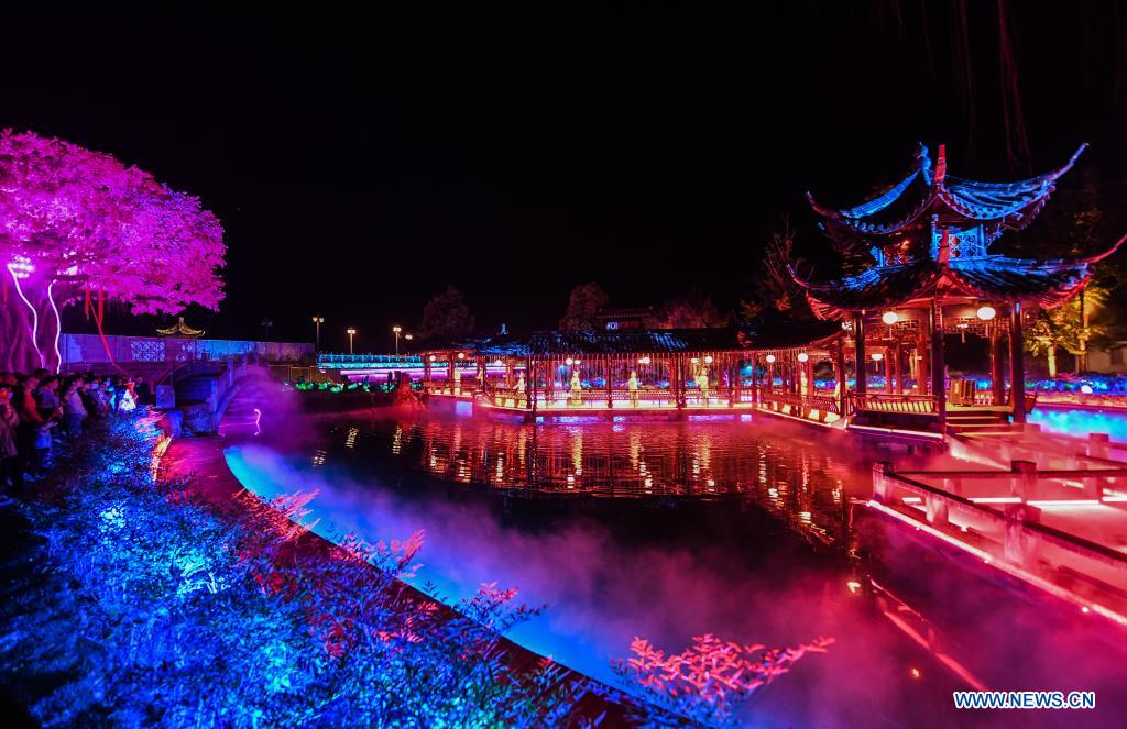 heqiao ancient town in zhejiang launches night to