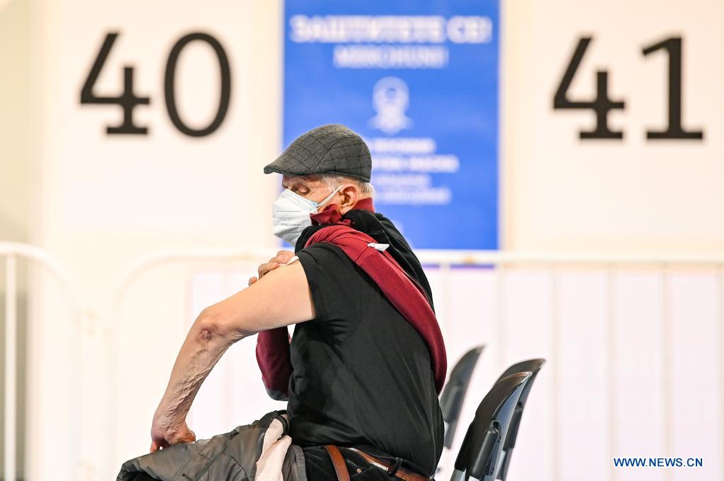 elderly people receive sputnik v vaccine in skopje, north