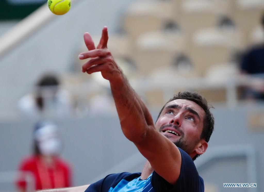 round match against roger federer of switzerland at the french