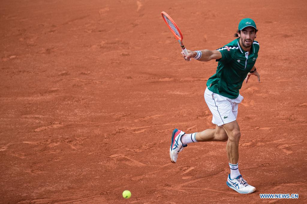 round match against novak djokovic of serbia at the french open