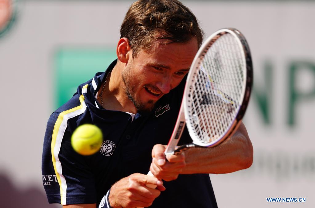 medvedev of russia and cristian garin of chile at the french