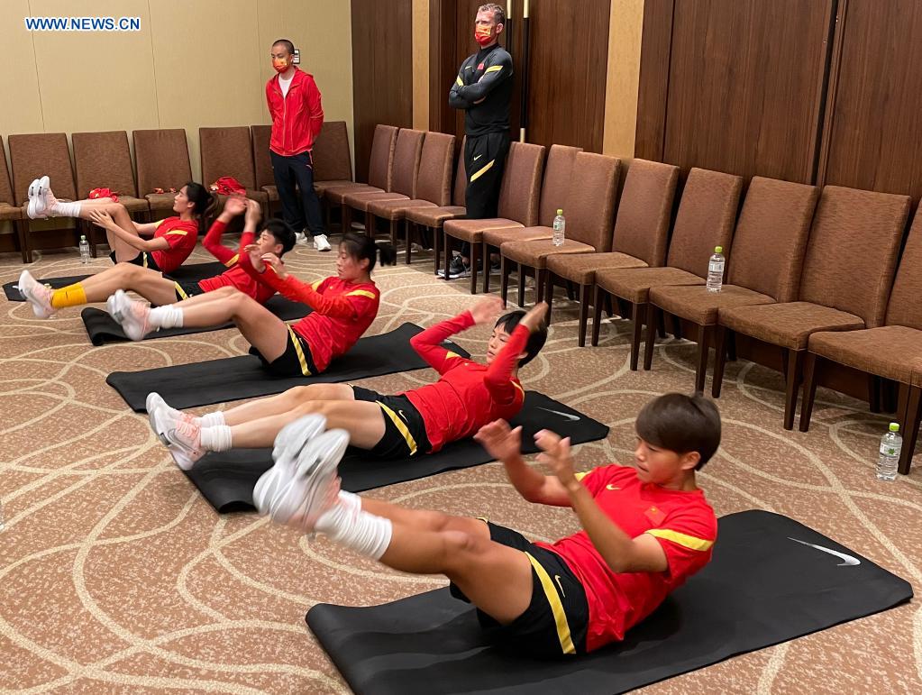 china womens football team resumes training in japan after long