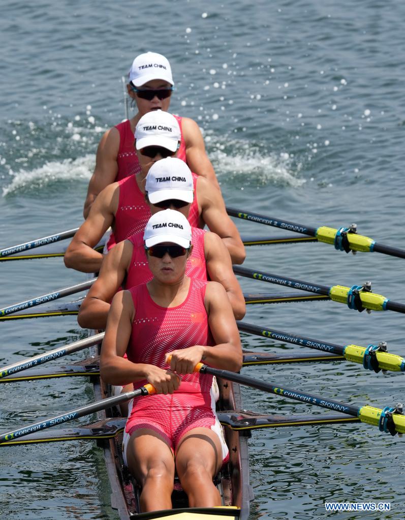 china sets world best time to win womens quadruple sculls at