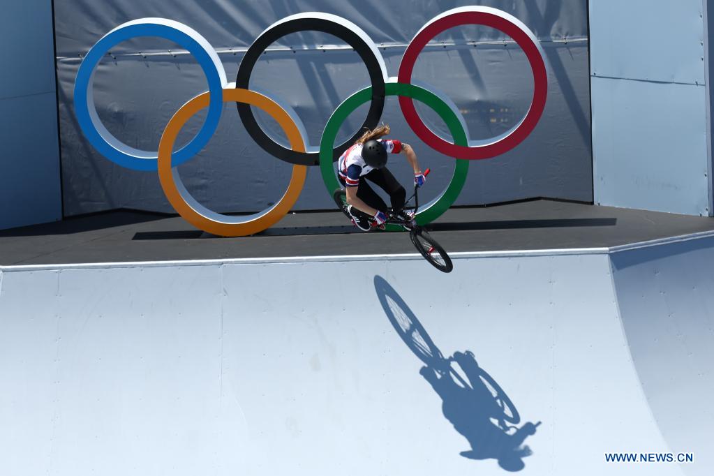 of great britain competes during cycling bmx freestyle womens