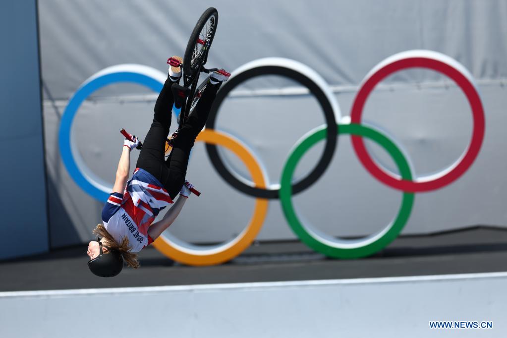 of great britain competes during cycling bmx freestyle womens