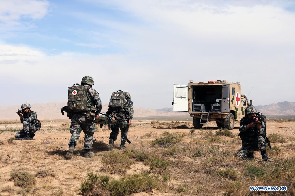 a joint military exercise by the chinese and russian armies