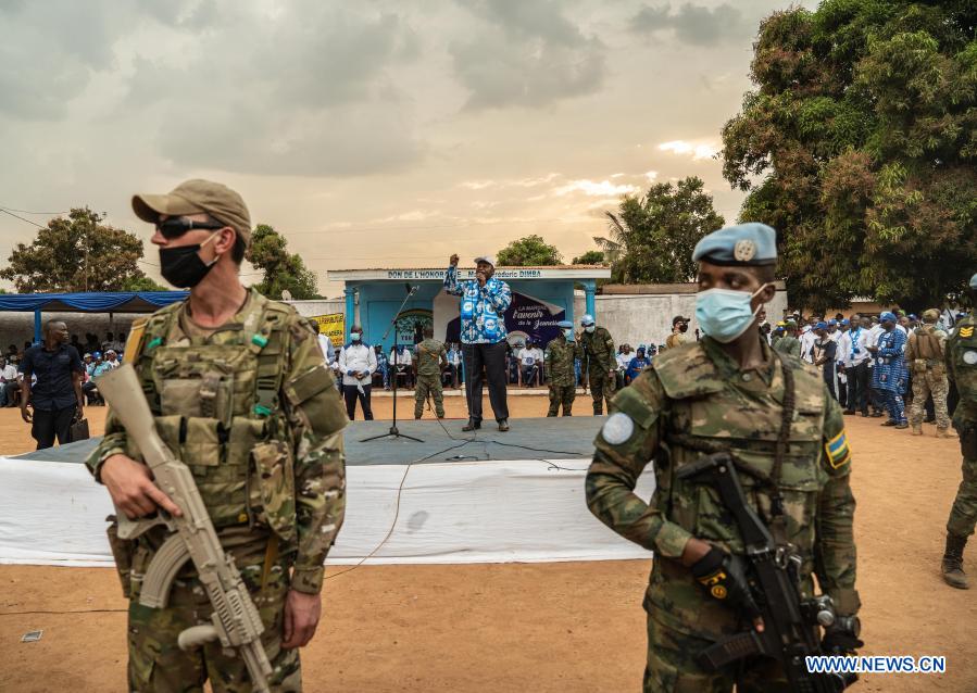 people take part in campaign rally in bangui, central african