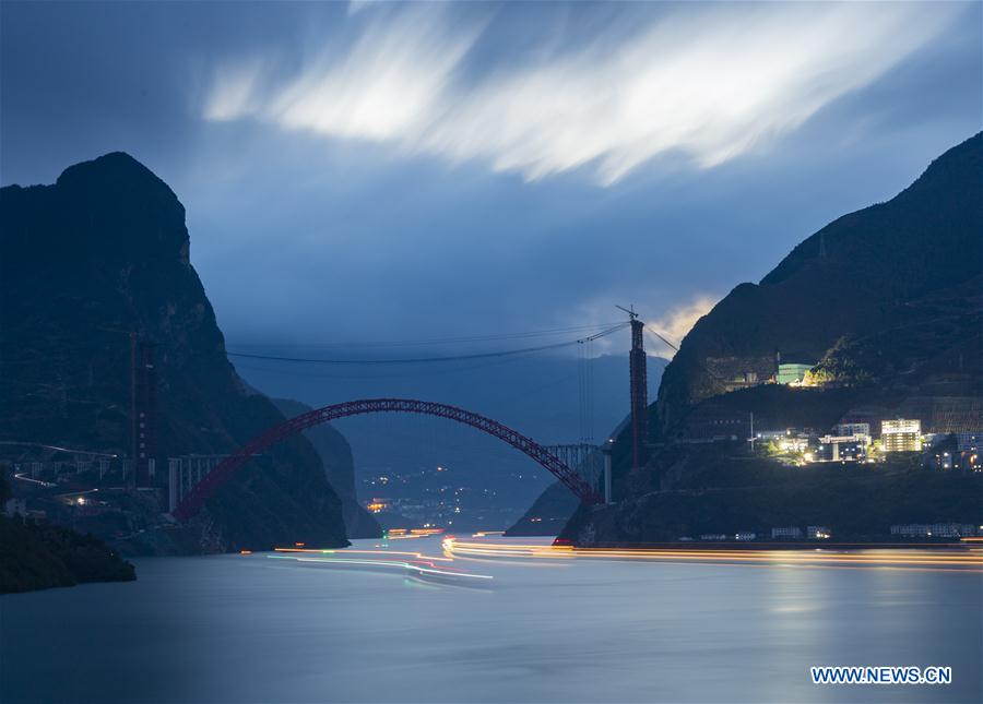 scenery of three gorges dam area on yangtze river near chinas