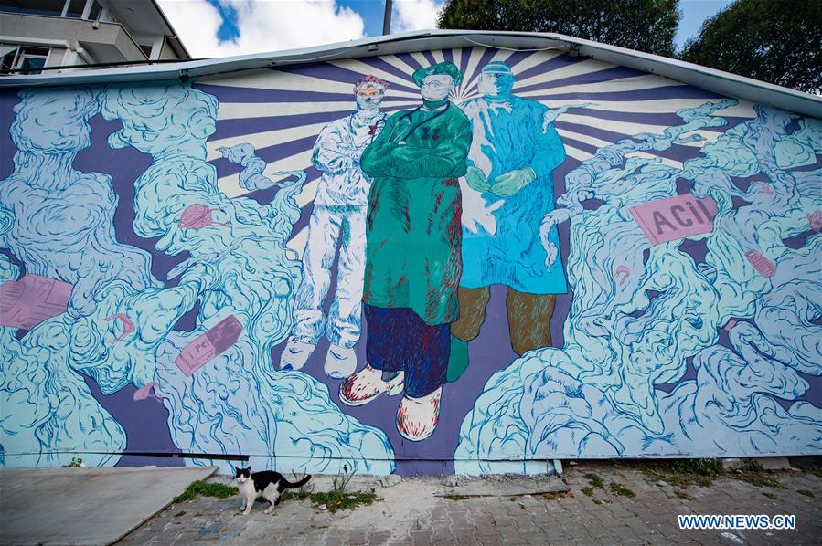 Turkish artist dedicates mural painting to healthcare workers amid ...