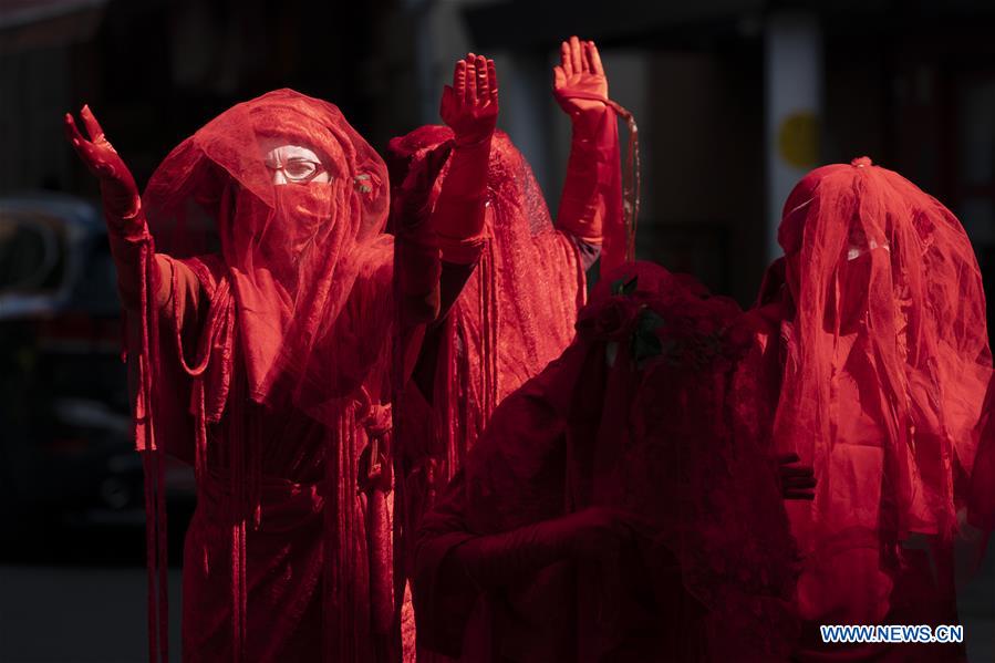 protesters take part in extinction rebellion demonstration in c