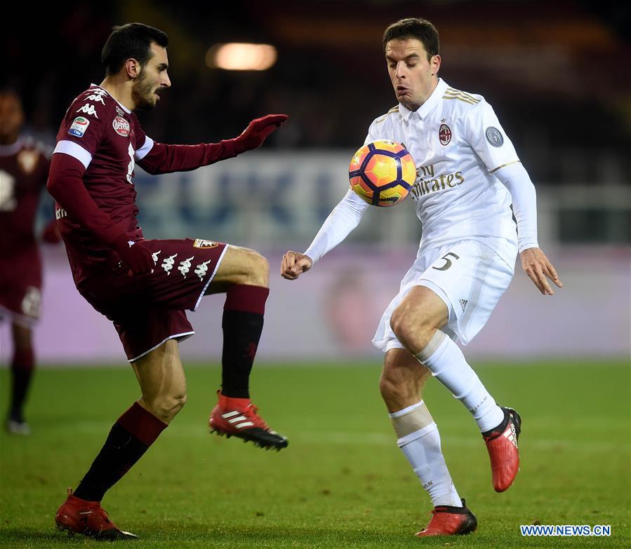 torino ties with ac milan during serie a soccer match in italy