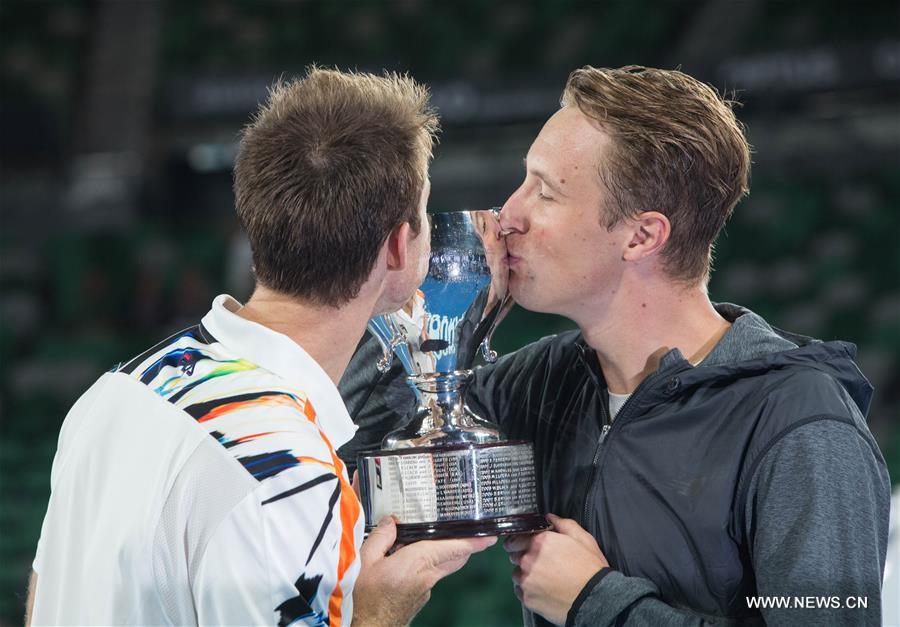 after winning the mens doubles final match against bob bryan