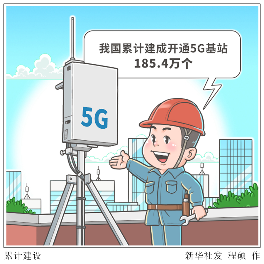 我国累计建成开通5g基站1854万个