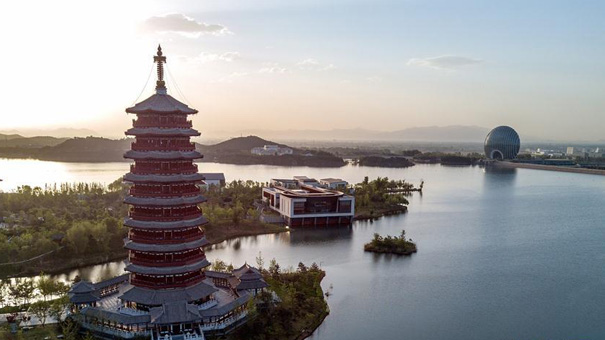 航拍雁栖湖