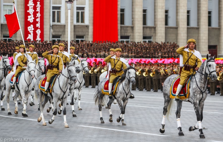 近看朝鲜大阅兵受阅部队方队士兵个个黑瘦