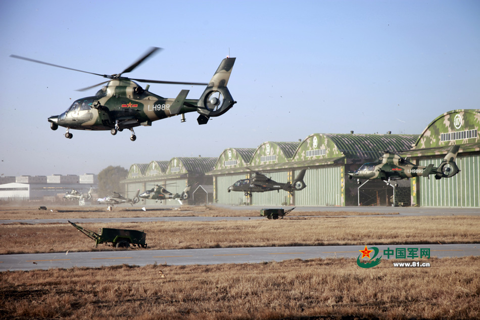 2月16日,陆军第38集团军某陆航旅开展"飞行示范日"活动.杨峰 摄