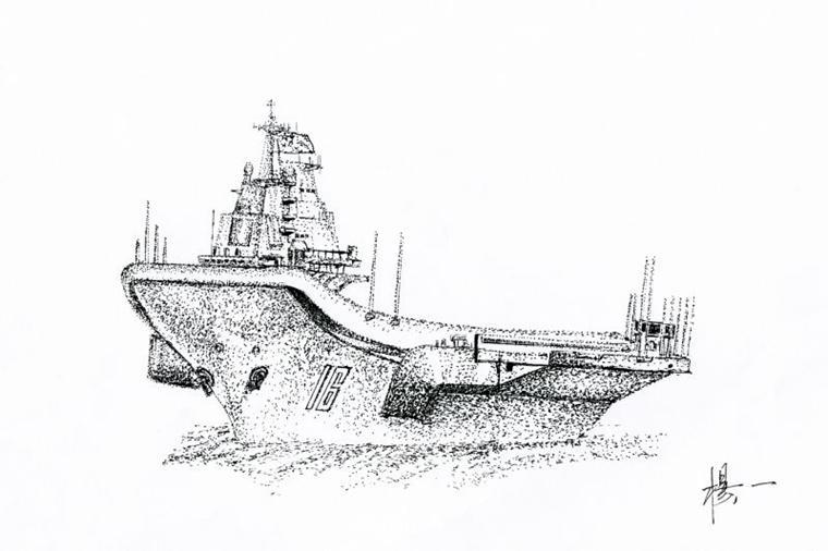 中国海军兵哥哥手绘航母惊艳网友