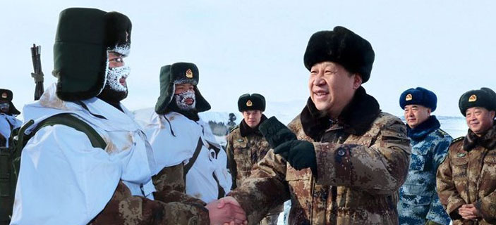 军方公布习近平冒雪视察边防军新照片(组图)