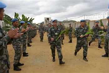 中国驻南苏丹维和步兵营受伤战士姚道祥、吴乐重返战位