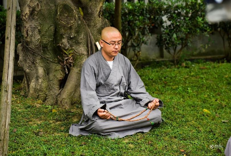 一名僧人在树下打坐休息.华西都市报 吕甲 摄