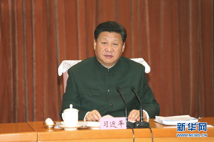 1月11日，中共中央总书记、国家主席、中央军委主席习近平在北京接见调整组建后的军委机关各部门负责同志，代表党中央和中央军委，对新的军委机关成立表示热烈祝贺。这是习近平发表重要讲话。新华社记者李刚摄