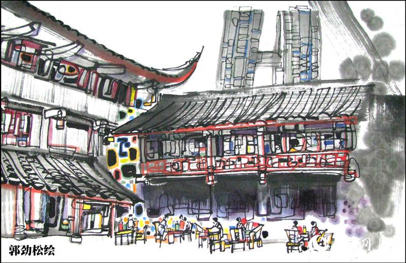 画家手绘成都十大茶馆尽显休闲之都香浓茶文化