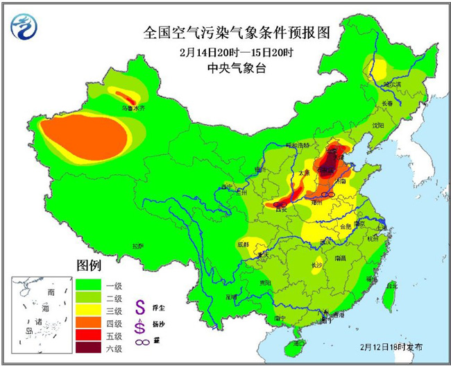 12至15日华北中南部黄淮西部空气污染扩散条件较差