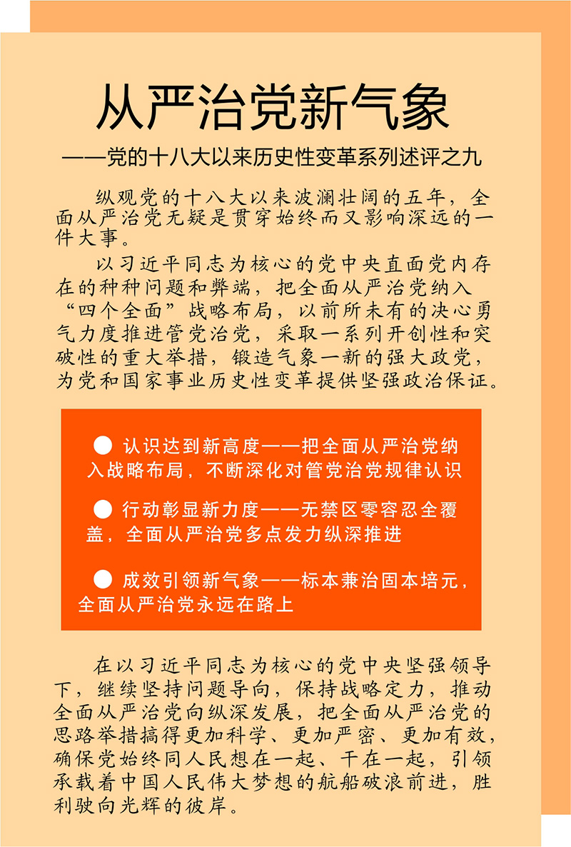 从严治党新气象——党的十八大以来历史性变革系列述评之九