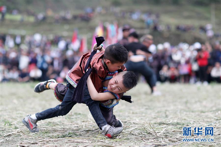贵州黎平侗寨欢度摔跤节