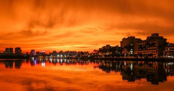 海口：暴雨过后现火烧云景观