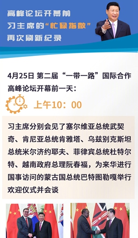 高峰论坛开幕前，习主席的&ldquo;忙碌指数&rdquo;再次刷新纪录