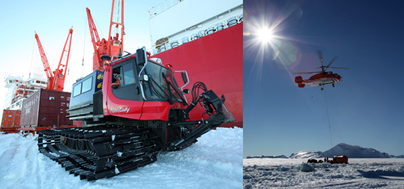 第29次南极科考队中山站海冰卸货