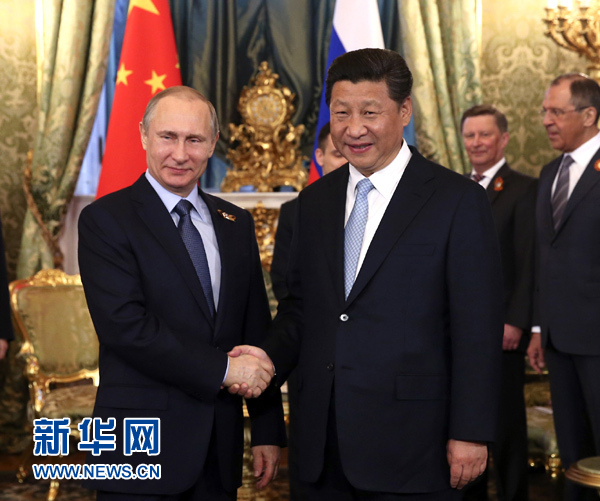 5月8日，国家主席习近平在莫斯科克里姆林宫同俄罗斯总统普京举行会谈。 新华社记者 马占成 摄