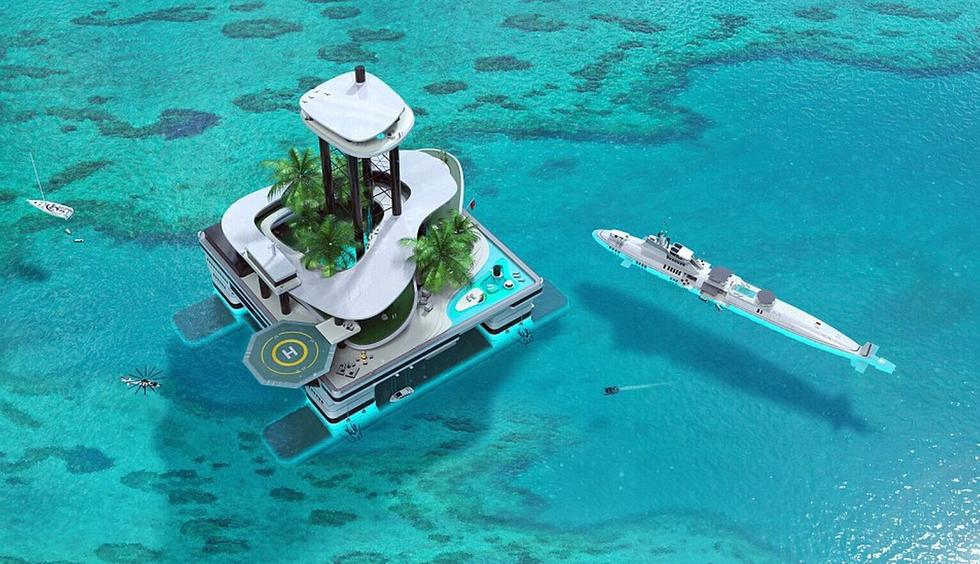 奥地利设计师打造豪华移动岛屿 自带港口和花园