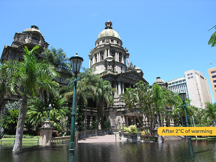 气候变暖致海平面上升后世界各大城市景象