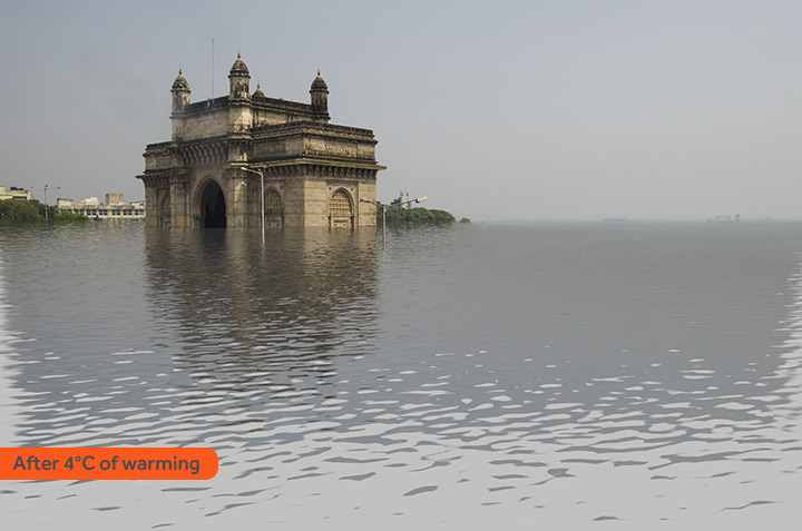 气候变暖致海平面上升后世界各大城市景象