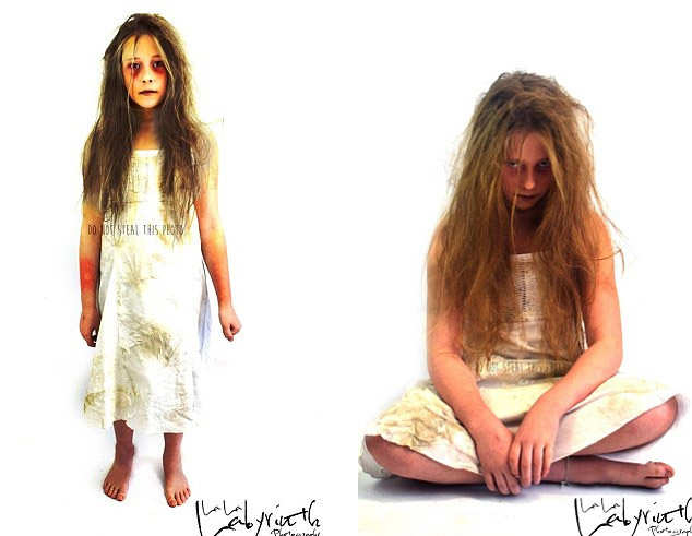 摄影师将小孩扮成"僵尸娃娃" 鬼魅笑容吓坏人(组图)