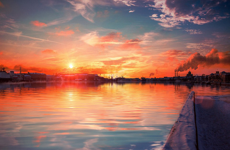 摄影师拍俄圣彼得堡夕阳照 宛若童话（组图）