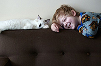 母亲记录孩子和宠物猫的温情时刻（高清）